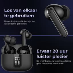 Nubex® Draadloze Oordopjes – Bluetooth Oordopjes – Oortjes draadloos – Oordopjes draadloos - Earpods geschikt - Draadloze oortjes bluetooth - Noise cancelling ANC+ENC - Universeel - BT 5.3 - Zwart — thumbnail 3