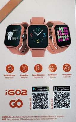 Forever iGO2 JW-150 Kinderhorloge oranje smartwatch voor Smartphone iOS + Android horloge met touchscreen IP68 + Bluetooth Luidspreker sweet animal Oranje Geschenkset — thumbnail 5