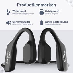 DoréGear® Audio - Bone Conduction Headphone - Open Ear Koptelefoon - 16 GB Interne Geheugenkaart - Sporthoofdtelefoon - Sport oordopjes - Draadloos - Waterbestendig - Met Case — thumbnail 5