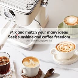 Luvlea koffiezetapparaat - Espresso apparaat - Beige koffie apparaat - Met melkopschuimer - Koffie - Cappuccino - Beige — thumbnail 2