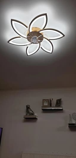 6 Lotus Plafondlamp - Met Ventilator - Goud - Met Afstandsbediening - Smart lamp - Dimbaar Met App - 6 Standen Ventilator - Woonkamerlamp - Moderne lamp - Plafoniere — thumbnail 4