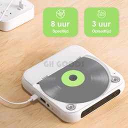 GH Goods - Discman - Draagbare CD Speler met Bluetooth - Ingebouwde speaker - Voor in de auto - EA100 - 3.5 MM Aux - CD / CD-R / CD-RW - MP3 - Zwart — thumbnail 2