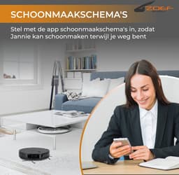 Zoef Robot - Robotstofzuiger Jannie 4.0 2 in 1 - Stofzuigen en dweilen tegelijk - Robotstofzuiger met dweilfunctie - met App - Robotstofzuiger met laadstation - Robot stofzuiger — thumbnail 4