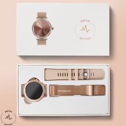 Digital Nativez dames smartwatch horloge rosegoud met echte zirkonia’s | incl. extra, makkelijk verstelbare, horlogeband | geschikt voor Iphone en Android | met o.a. NL menu| incl. luxe giftbox - kado — thumbnail 5