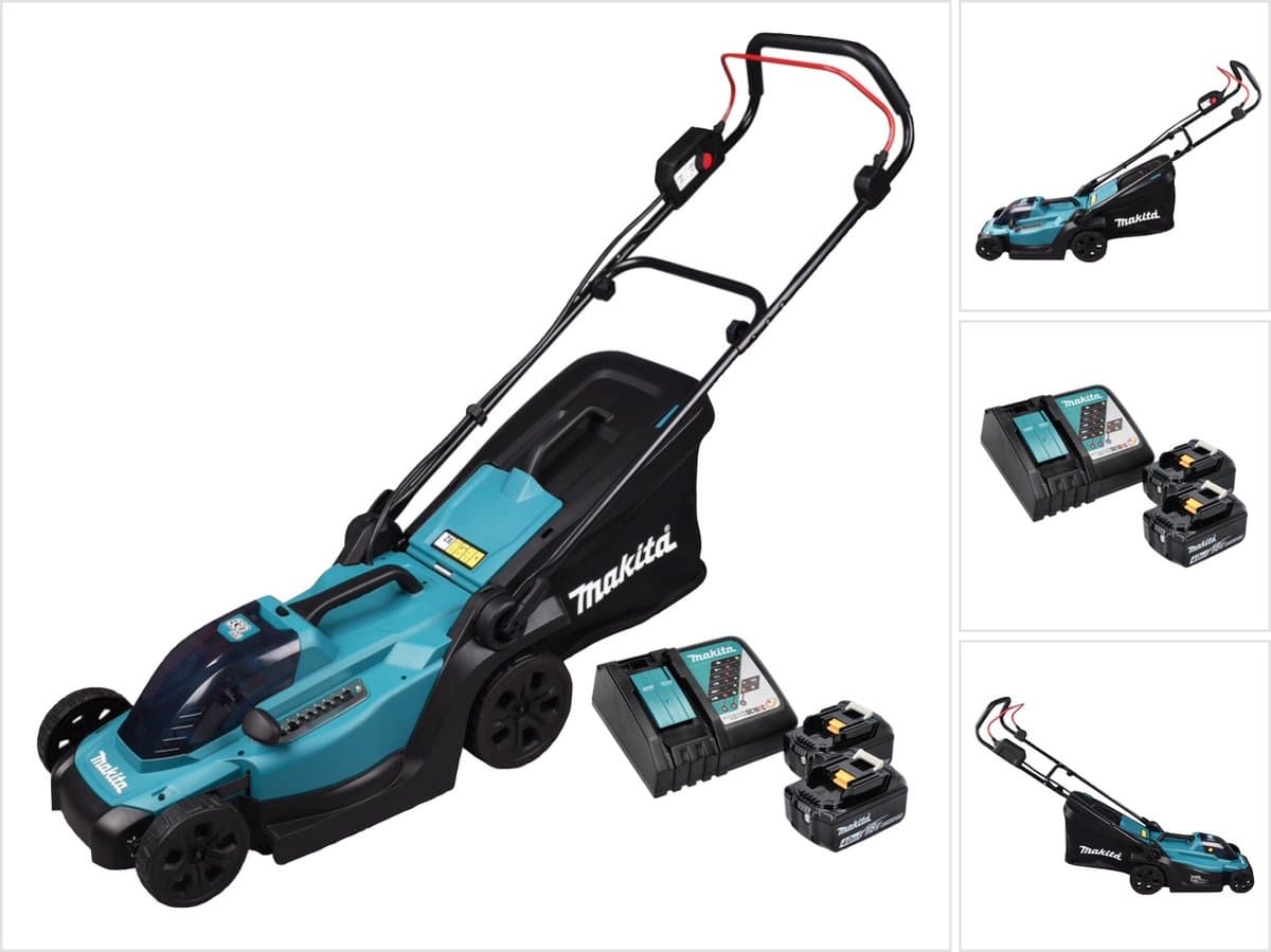 Makita DLM 330 RM2 accugrasmaaier 18 V 33 cm 30 l + 2x accu 4.0 Ah + lader — afbeelding 1