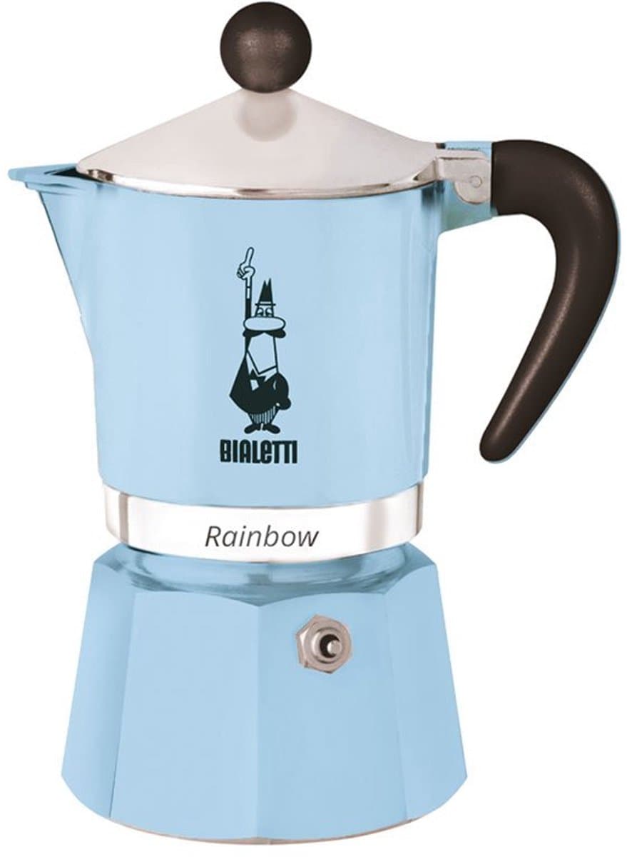 Bialetti Rainbow Percolator 1 Kops Lichtblauw – Italiaanse Espressopot – Aluminium Moka Pot – Koffiezetter voor 1 Espresso — afbeelding 1