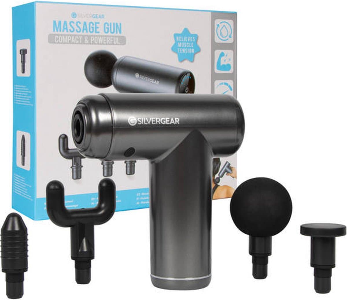 Silvergear Massage Gun - incl. 4 opzetstukken - Zwart — afbeelding 1