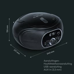 MEDION draagbare boombox E65711, CD/MP3-speler, FM, AUX, werkt op batterijen, zwart — thumbnail 4