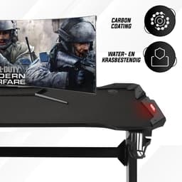 Bayt Game Bureau - Gaming Bureau - Gaming desk - Game Bureau met LED - Computer Tafel - 120 x 60 x 75 cm - Zwart — thumbnail 4