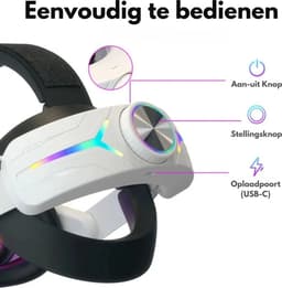 JustValue Elite Strap met VR Cover en 8000mAh Batterij - Vervanging Geschikt voor Oculus Quest 3 en Meta Quest 3 en 3s - RGB Verstelbare Comfortabele Riem met Hoofdkussen - Wit — thumbnail 4