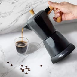 Italiaans koffiezetapparaat serie Nature Black 6 kopjes draadloze kan elektrische bodem 360 graden rotatie koud handvat automatische uitschakeling houdt warmte vast - zwart — thumbnail 3