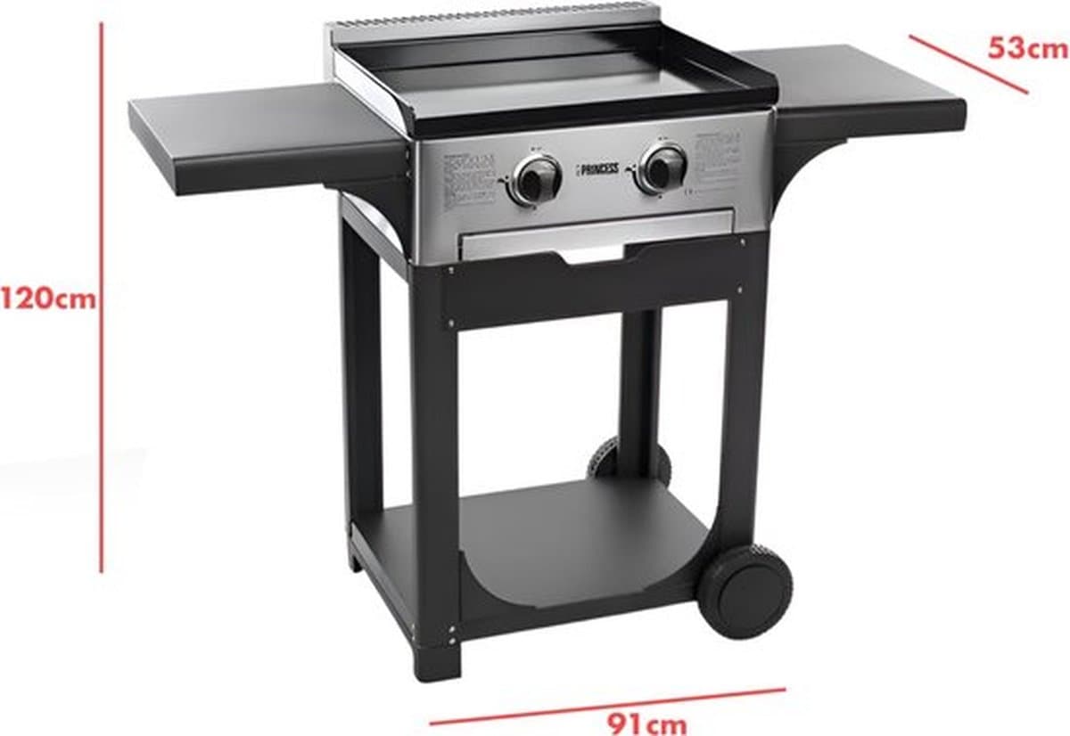 Princess 105055 FR Gasbakplaat met Trolley RVS/Zwart — afbeelding 1