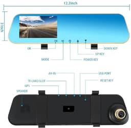Full HD auto dashcam spiegel, autoblackbox DVR, voor en achter camera. — thumbnail 4