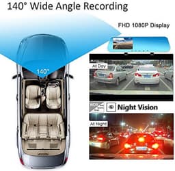Full HD auto dashcam spiegel, autoblackbox DVR, voor en achter camera. — thumbnail 5