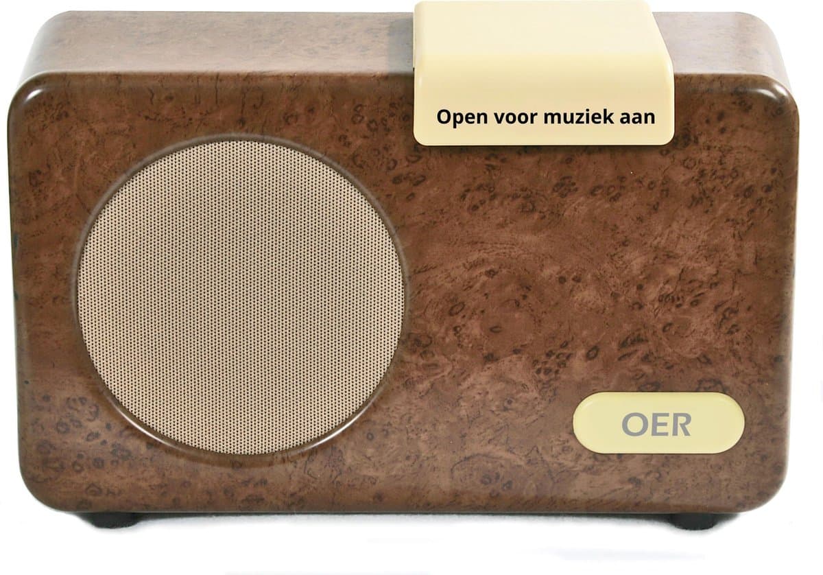OER Muziekspeler voor Ouderen met Dementie (Dementievriendelijke Radio) - Zelfstandige Bediening - Vergemakkelijkt Mantelzorg - Ruimte voor meer dan 1.500 Nummers - Stevig/Robuust/Kwaliteit - Walnoot/Hout Kleur — afbeelding 1