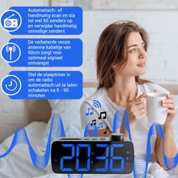 YUCONN - Wekkerradio - Wekker Kinderen - Grote LED Cijfers - Digitaal - Dimbaar - Dubbel alarm - Op Netstroom - Senioren — thumbnail 2