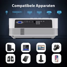 UpLiving® LCD Mini Beamer met Behuizing | Behuizing Zwart en 236cm Breed | 100 inch 16:9 | projectiescherm en beugel | Met WiFi | Met Bluetooth | Native Full HD | 10.000:1 Contrastratio | 8.000 Lumen | Projector - Afstandsbediening - Draagtas — thumbnail 2