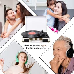 DIGITNOW! Belt-Drive 3-speed draagbare stereo platenspeler met ingebouwde luidsprekers, ondersteunt RCA-uitgang / 3,5 mm Aux-In / hoofdtelefoonaansluiting / MP3, mobiele telefoons muziekweergave — thumbnail 2