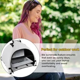 Laptoptent, laptopzonnescherm, waterdicht doek, computerscherm, privacyscherm voor buitengebruik, bescherming tegen schittering en warmte, omvormbare tas voor buiten, grijs — thumbnail 5