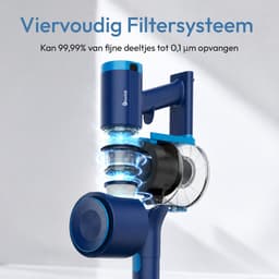 BOLLIT Steelstofzuiger Draadloos - 265W - Kruimeldief - 32.000 Pa Zuigkracht - Witte Laser - Tot 40 Min Accuduur - HEPA Filter - Zonder Zak op Accu - Snoerloze Stofzuiger - Voor Huisdierharen — thumbnail 5