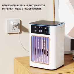 Mini USB draagbare desktopventilator met 3 ventilatorsnelheden en 7 ledlampjes, geschikt voor slaapkamers en studentenkamers. — thumbnail 1