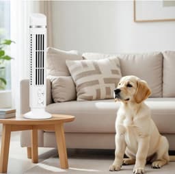 Bladeloze torenventilator, stille bureauventilator met 90°-oscillatie en verlichting, mini-verticale koelventilator/USB-tafelventilator voor thuis en op kantoor (wit) — thumbnail 3