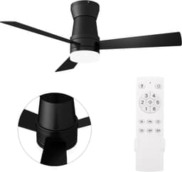 Plafondventilator met lamp - Diameter 106.6 cm - 3 kleurtemperaturen en 6 stille snelheden - omkeerbare motor - modern - Zwart — thumbnail 3