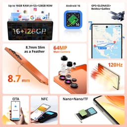 OUKITEL C66 Smartphone 4G-16 RAM-128ROM-6.73 inch HD 120HZ-5000 mAh-64MP camera-Android16 — thumbnail 2