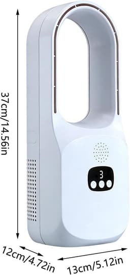 KZQ Bladloze Tafelventilator Met 120 Graden Zwenk, 3 Snelheden, Stille Luchtcirculator Voor Kantoor, Woonkamer, Slaapkamer, Reizen, Kamperen En Auto — thumbnail 5