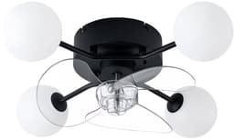 Plafondventilator met G9-licht, stille DC-motor, 6 snelheden, timer, afstandsbediening, 4 melkwitte lampenkappen, voor 15-25 m², zwart. — thumbnail 1