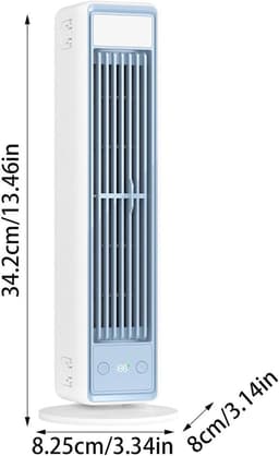 Draagbare Stille Oscillerende Bladloze Torenventilator - 3 Snelheden - Automatische Uitschakeltimer - Digitaal Scherm - Lichtblauw - Geschikt voor Woonkamer - Huis en Kantoor — thumbnail 2