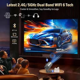 Mini Projector - Draagbaar - Wifi 6 en Bluetooth 5.4 - Trapeziumcorrectie - Voor Thuisbioscoop en Buiten — thumbnail 4