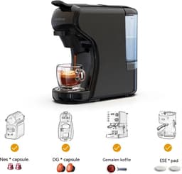 HiBREW H1A Espressomachine - 4-in-1 - Kapsels, ESE en Gemalen Koffie — thumbnail 3