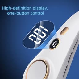 Nekventilator Wit – Draagbare Bladloze Ventilator met 5 Snelheden en LED Display – Handsfree Hals Ventilator voor Zomer en Outdoor — thumbnail 4