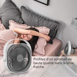 USB-ventilator, 220 mm tafelventilator, oplaadbare stille draagbare ventilator 360 ° verstelbaar 3 modi bureauventilator met handvat voor kantoorslaapkamerreizen — thumbnail 3
