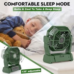 Solvix tafel ventilator geluidloos - Draagbare Tentventilator - Oplaadbaar - LED Lamp met Afstandsbediening - 4 Windsnelheden - Voor Buitenactiviteiten — thumbnail 3