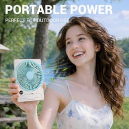 Solvix tafel ventilator geluidloos - Oplaadbare USB Ventilator - Blauw - Draaibare Houder - Stil en Energiezuinig - Voor Thuis, Camping en Reizen — thumbnail 2