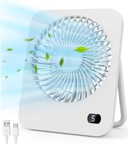 Solvix tafel ventilator geluidloos - Mini Tafelventilator - USB - 5 Snelheden - 180° Rotatie - Voor Thuis en Kantoor — thumbnail 1