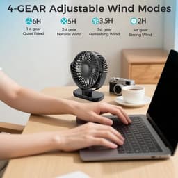 Solvix tafel ventilator geluidloos - Bureauventilator - USB - 4 Snelheden - LED Display - Voor Thuis en Kantoor — thumbnail 2