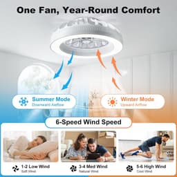RGB Ventilator - Dimbaar Met Afstandsbediening - Memory - 6 Ventilator Standen - Timer - Plafondventilator - 48 cm - Woonkamerlamp - 10 RGB Kleuren — thumbnail 4
