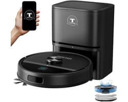 TONIHOMI® R8 - Robotstofzuiger met dweilfunctie - Automatisch legen - Robotstofzuiger met laadstation - LDS Laser navigatie - Met app - Zwart