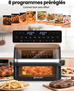 Dubbele Airfryer - 2x 6L / 12 liter - 2 manden - XXXL - Touchscreen - Kijkvenster - 8 programma's - 2950W — thumbnail 2
