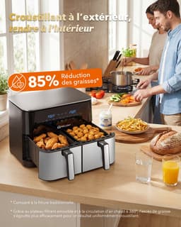 Dubbele Airfryer XXXL - 11 L - Nieuw 2026 Model - 80 tot 200 Graden - 2600 W Vermogen - Dual Zone Technologie — thumbnail 4