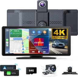 Draadloze CarPlay scherm 10.26 inch met dashcam, achteruitrijcamera, GPS navigatie, Bluetooth en Android Auto — thumbnail 1