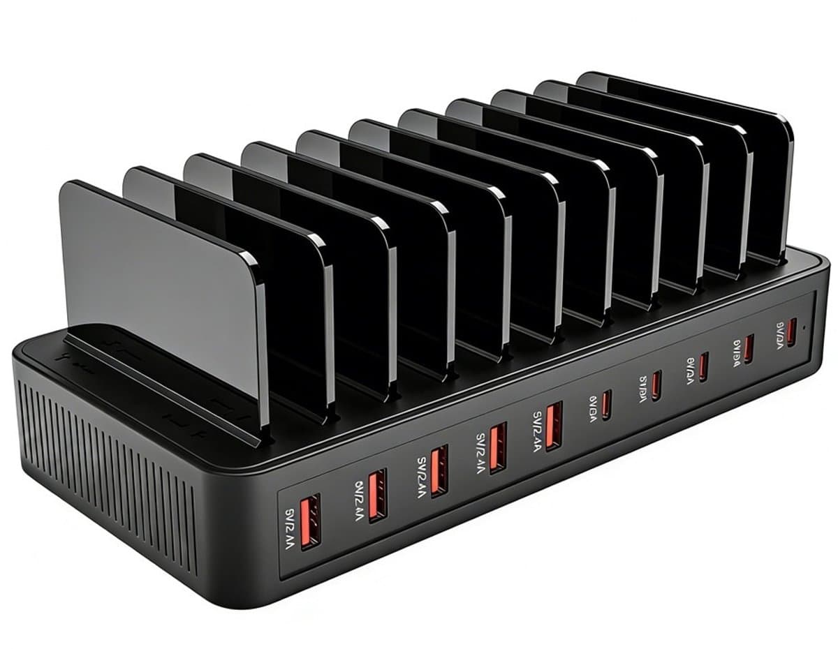 ZENC® 10 Poorten Oplaadstation Geschikt voor Telefoon en Tablet - 100W Snellader - Multi Oplader - Zwart — afbeelding 1