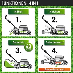 Benzine grasmaaier - Aangedreven maaier - Gazon onderhoud - 4-in-1 functie - 46 cm maaibreedte - Metaal — thumbnail 4