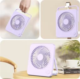 Draagbare Mini Bureauventilator met 3 Snelheden - Tafelventilator USB Aangedreven voor Studie, Werk en Slapen — thumbnail 4