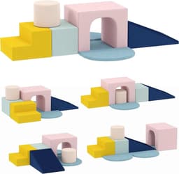 Motoriek voor baby's, 8 stuks, klimspeelgoed, bouwstenen van schuim met afneembare en wasbare fluwelen hoezen, educatief speelgoed voor kleuters en kleuters — thumbnail 1