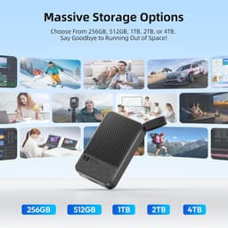 Externe SSD - Draagbare Opslag - Bestanden Overzetten - Ultralicht Mini-ontwerp - 1TB - Zwart — thumbnail 3