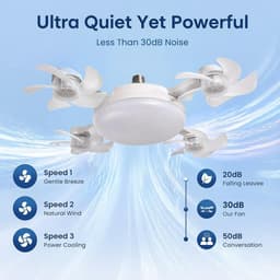 KZQ 4-kops drone plafondventilator met LED 50W - 3 snelheden en dimbaar 3 kleurstanden - Ultra-stil voor slaapkamer woonkamer en kantoor - Wit — thumbnail 3